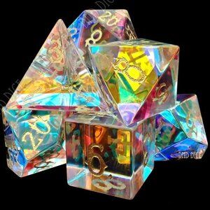 DND Dice Set - Infinity Prism - 7 Exclusive High End Glass Dice‎ - Fantasy RPG